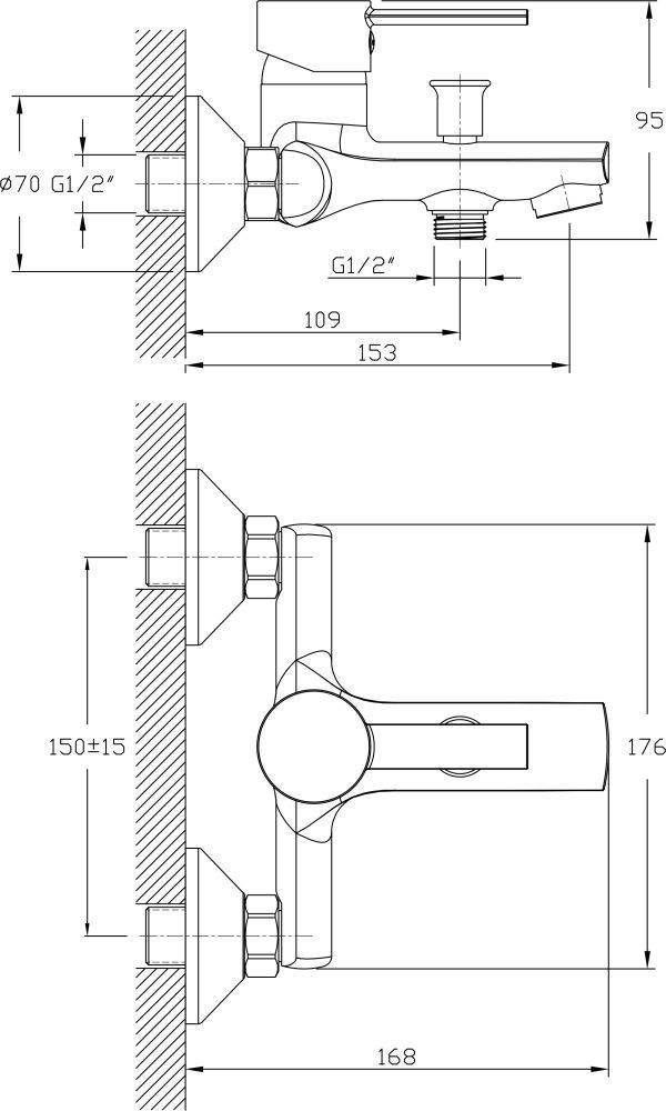 Смеситель Agger Punctual A1610000 для ванны с душем - 1