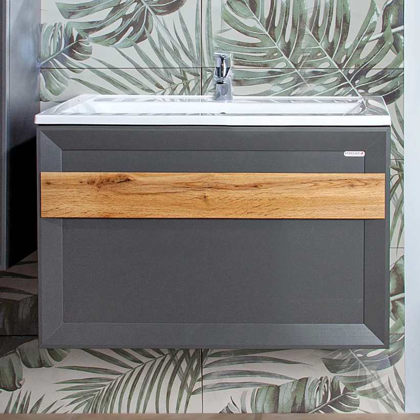 Тумба под раковину Бриклаер Берлин 80 оникс серый  4627125416156 - 0