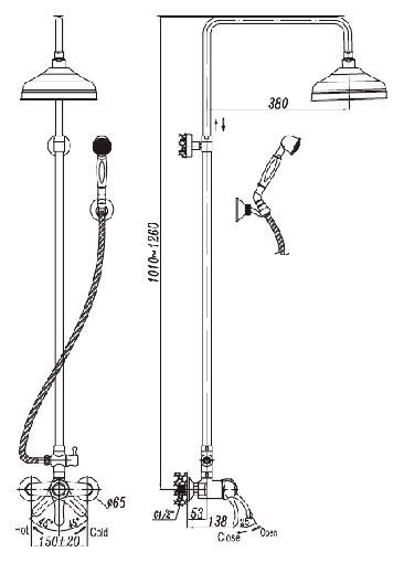 Душевая стойка Cezares Lira C CD 02 LIRA-C-CD-02 - 1
