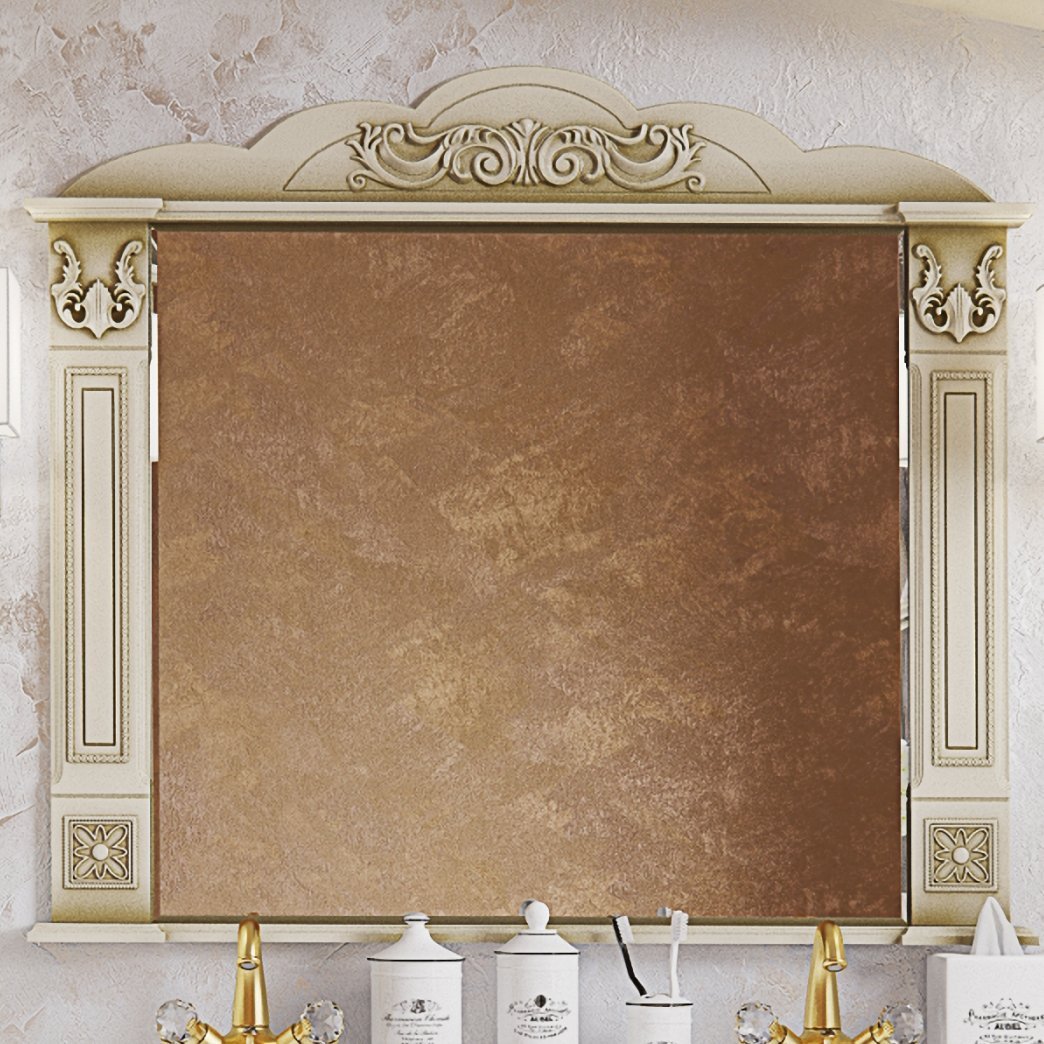 Зеркало Misty Барокко 120 бежевое, патина Л-Бар02120-033 - 0