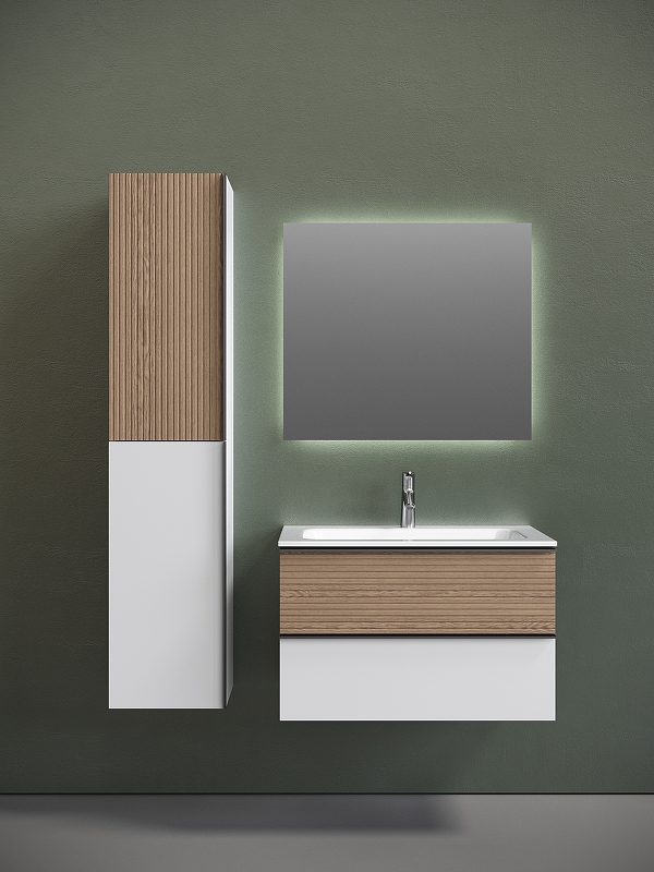 Тумба под раковину Sancos Delta 79х44 белая - светлое дерево DL80W - 1