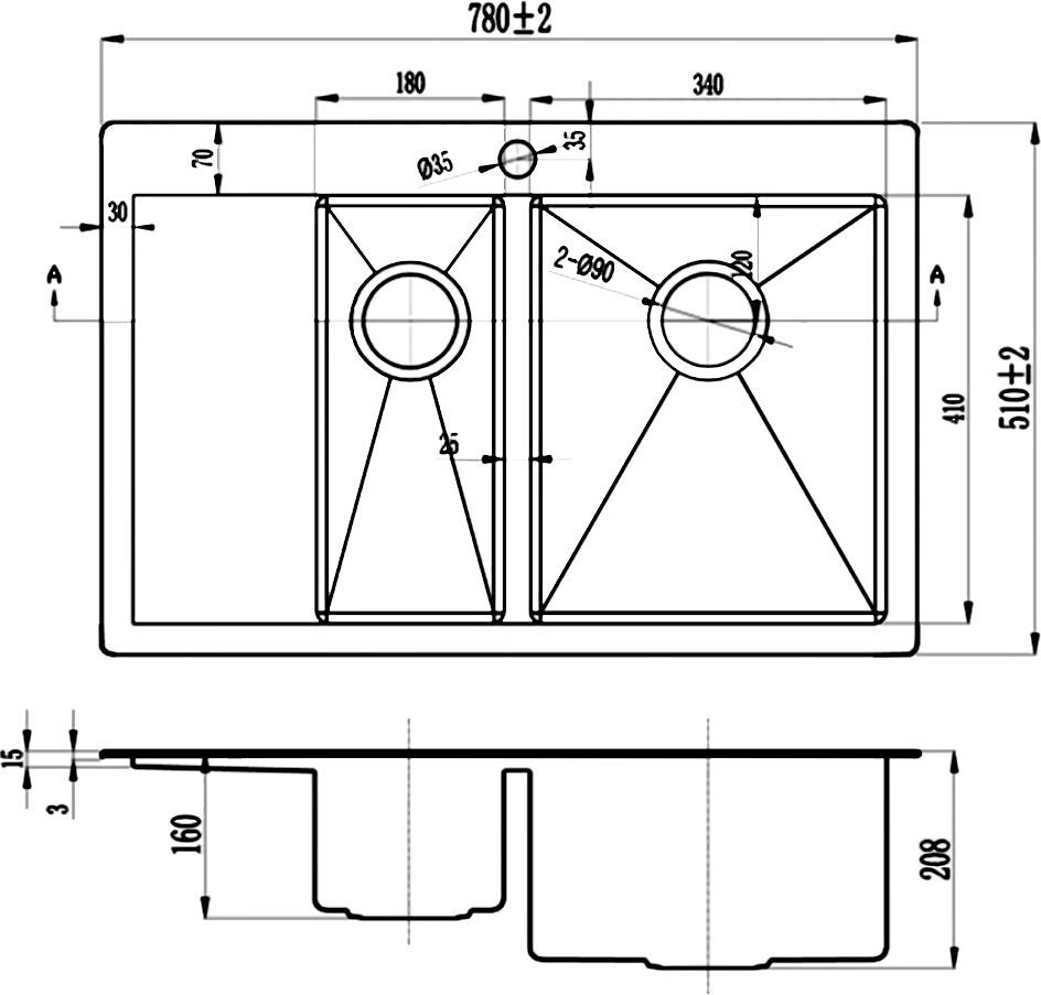 Мойка кухонная Zorg Inox R 5178-2-R - 1