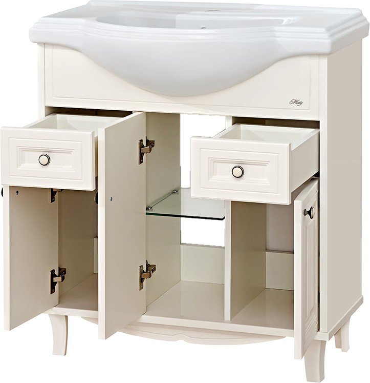 Тумба с раковиной Misty Шармель 80 светло-бежевая эмаль - 4