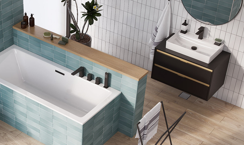 Тумба под накладную раковину Excellent Tuto 80 черный матовый - светлое дерево  MLEX.0104.800.BKBL - 2