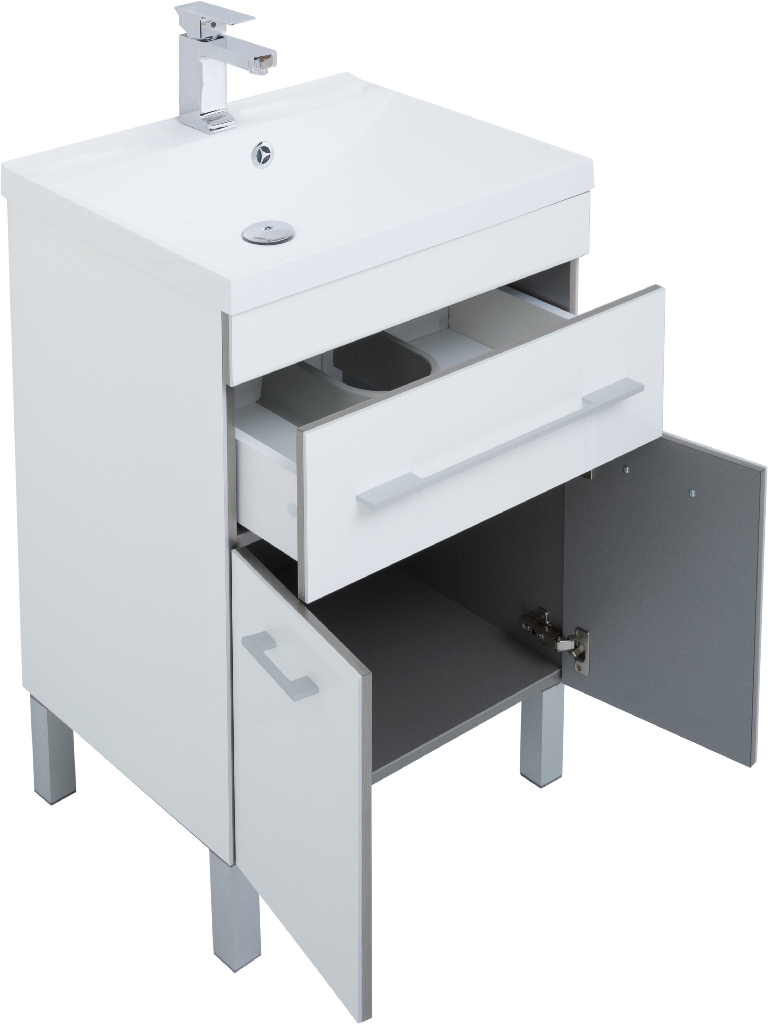 Мебель для ванной Aquanet Верона 58 белая, 1 ящик, 2 двери - 8