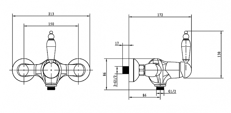 Смеситель для душа Boheme Medici бронза с черным Swarovski 304-BSW - 2
