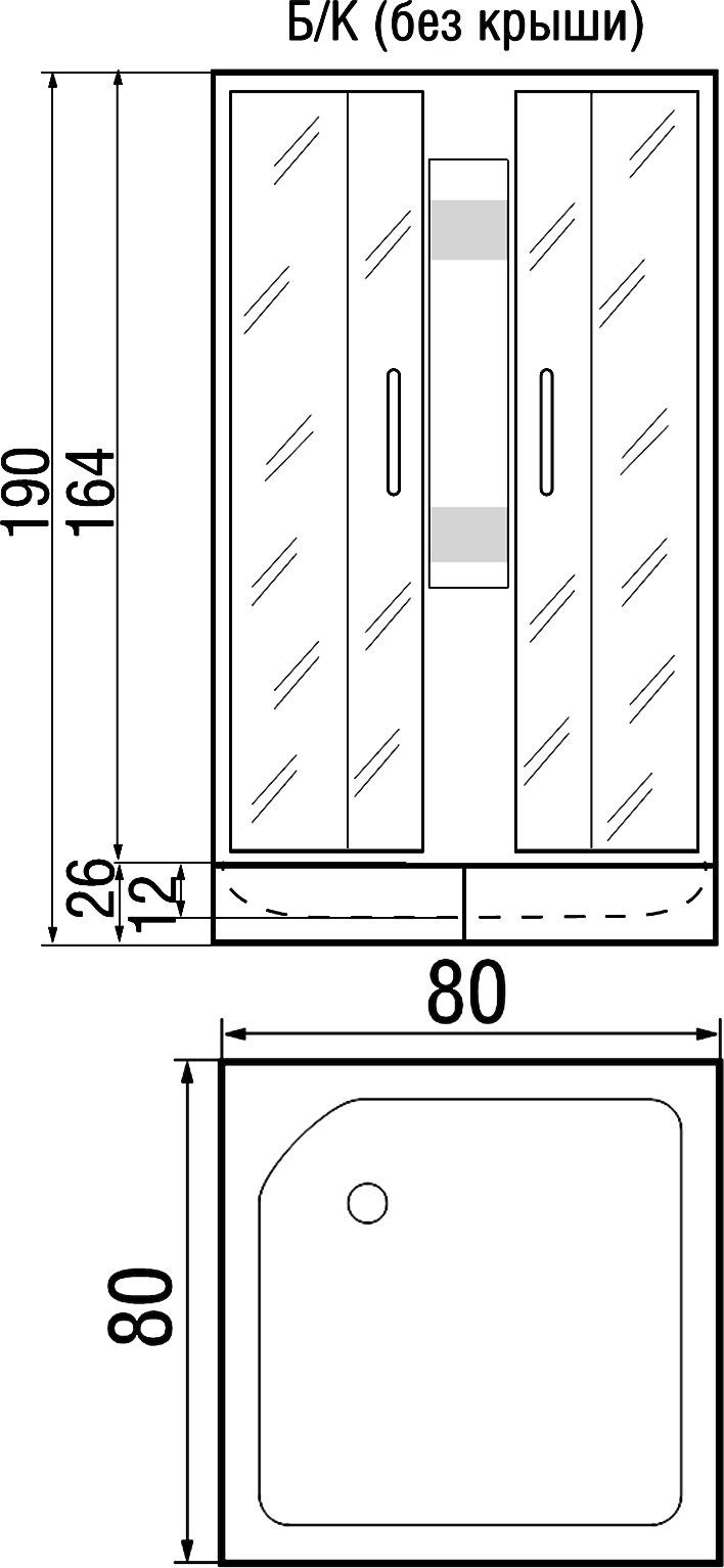 Душевая кабина с поддоном River Neva Б/К 80/24 MT  10000001285 - 3