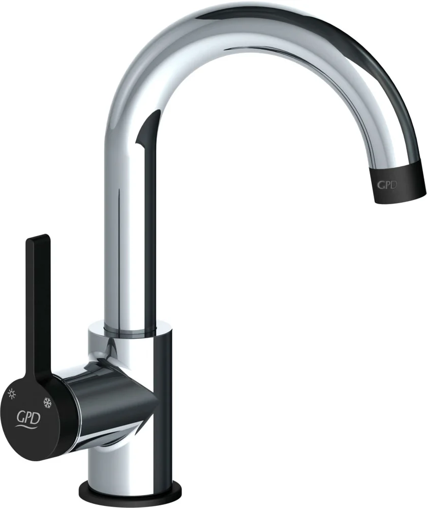 Смеситель для раковины GPD Gildo хром - черный матовый MTL165-K-S - 0