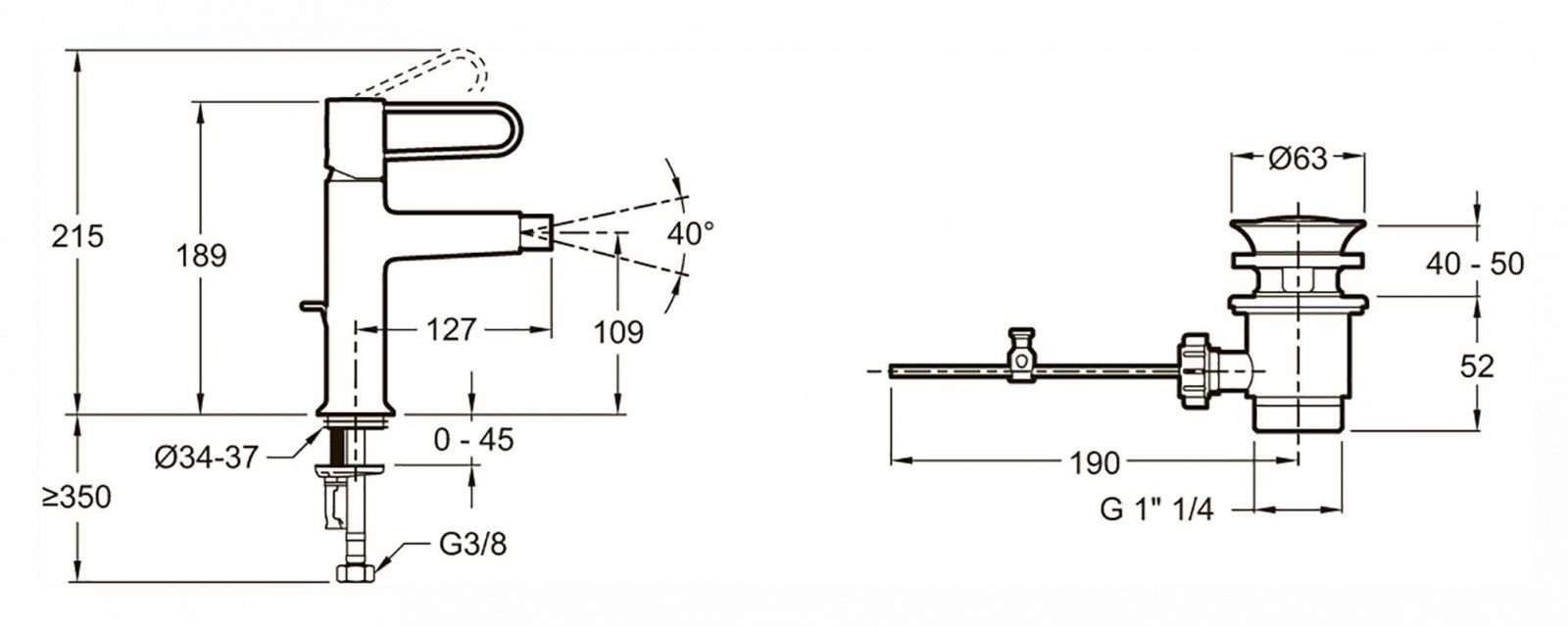 Смеситель для биде Jacob Delafon Odeon Rive Gauche хром - белый E21033-00-CP - 1
