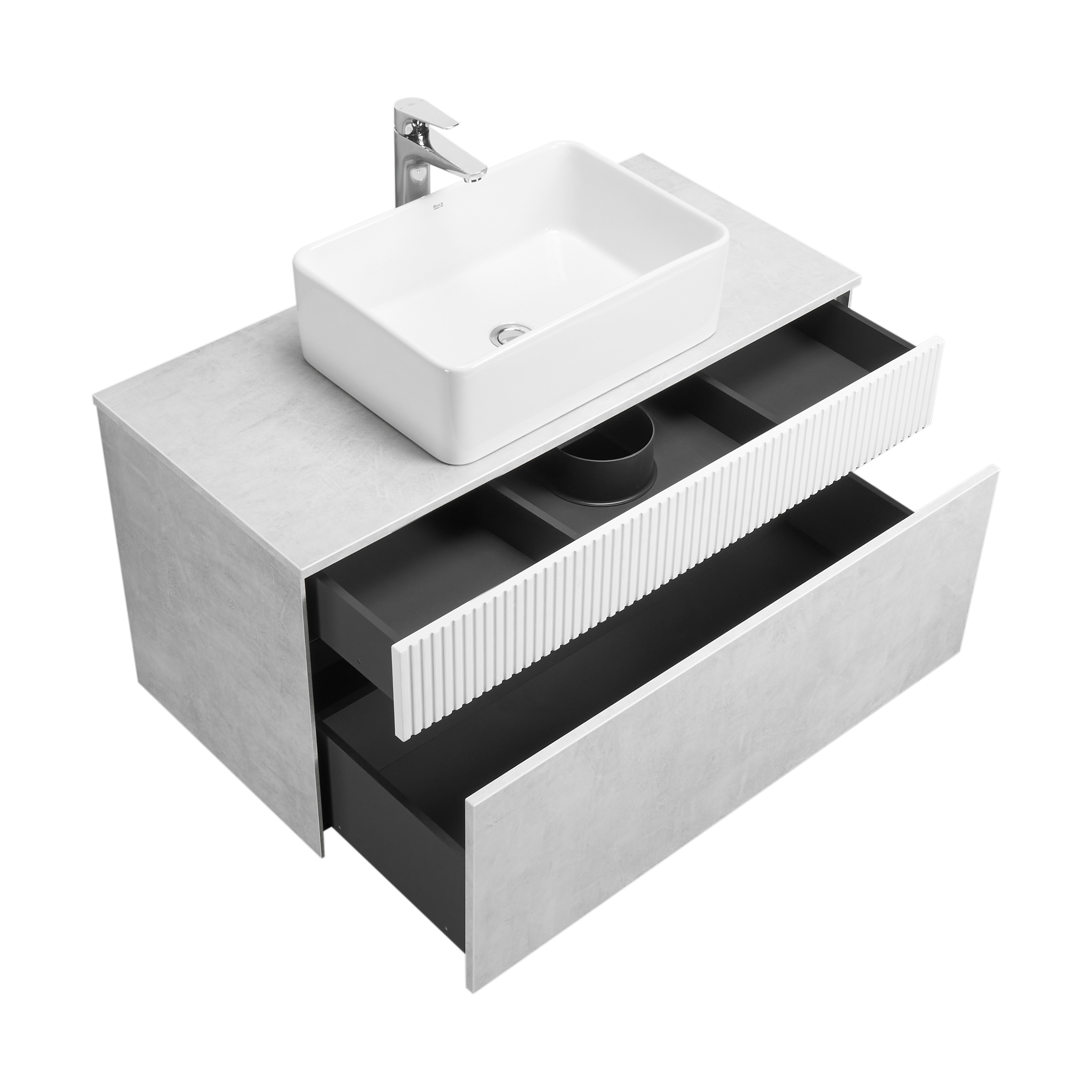 Тумба под раковину Aquaton Марбл 100 белый-серый 1A276301MH4C0 - 15