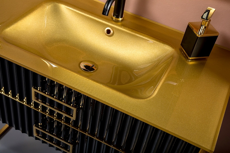 Тумба под раковину моноблок Boheme Armadi Art Monaco 100 черный глянец - золото 866-100-BG - 6