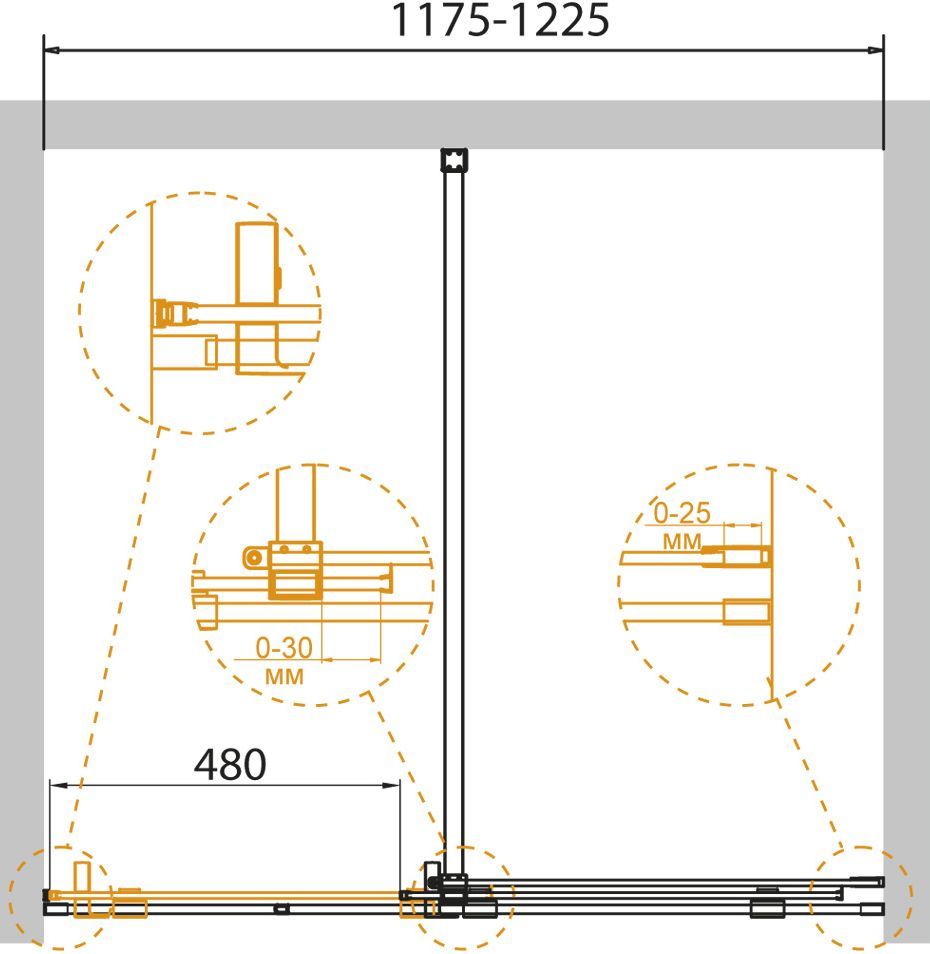 Душевая дверь в нишу Cezares Stream BF 1 120 C Cr STREAM-BF-1-120-C-Cr - 2