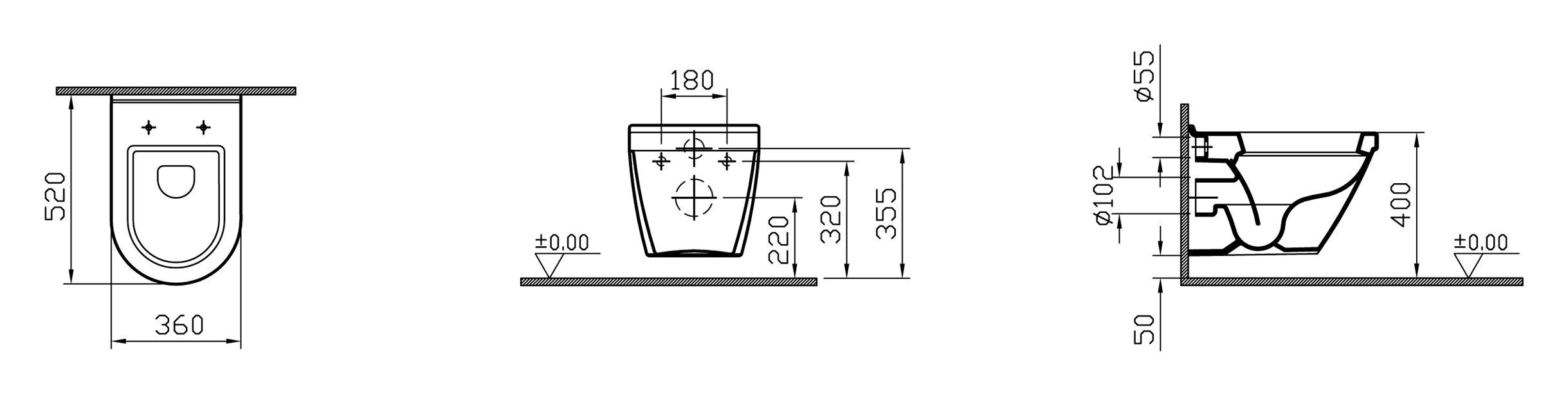 Унитаз подвесной Vitra S50 с крышкой, белый (5318B003-0850) - 3