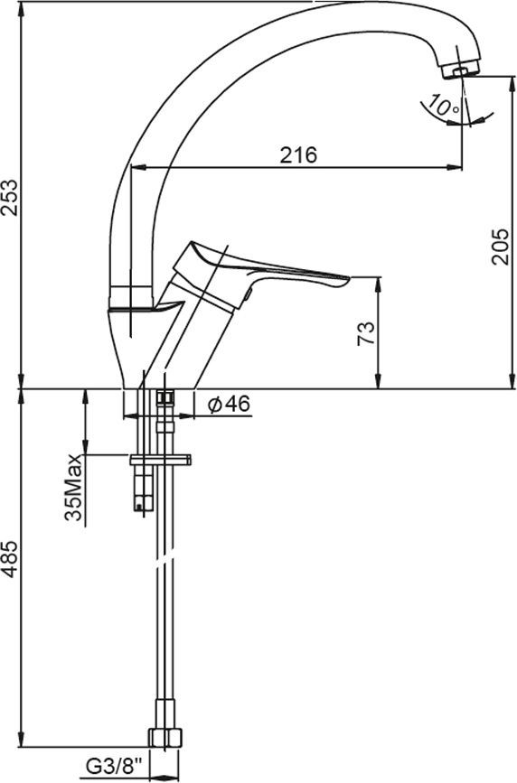 Смеситель для кухни Paini Dilos 76CR570KM - 1