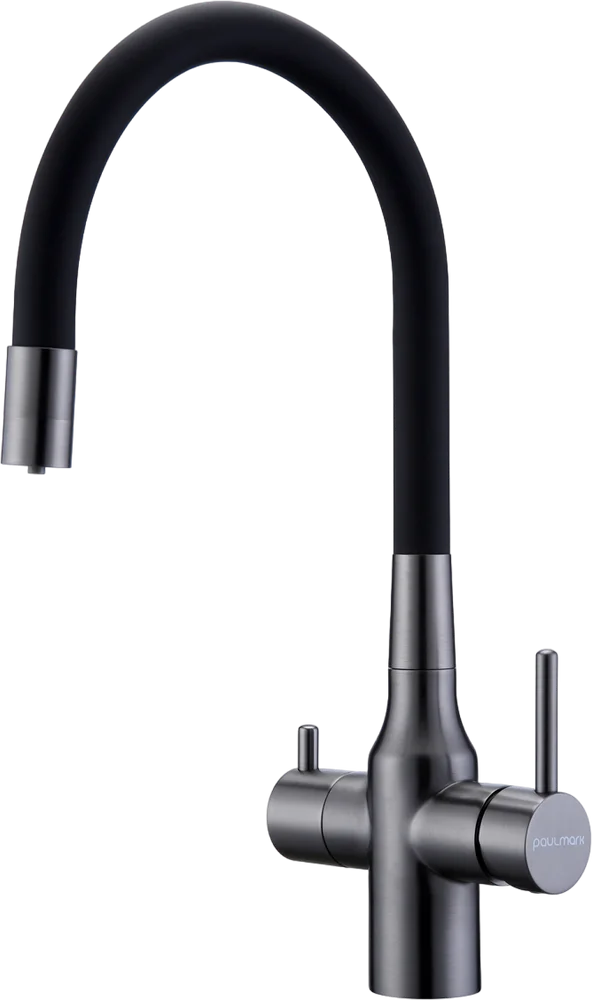 Смеситель для кухни Paulmark Salix с гибким изливом темный хром - черный матовый Sa213419-GM - 0