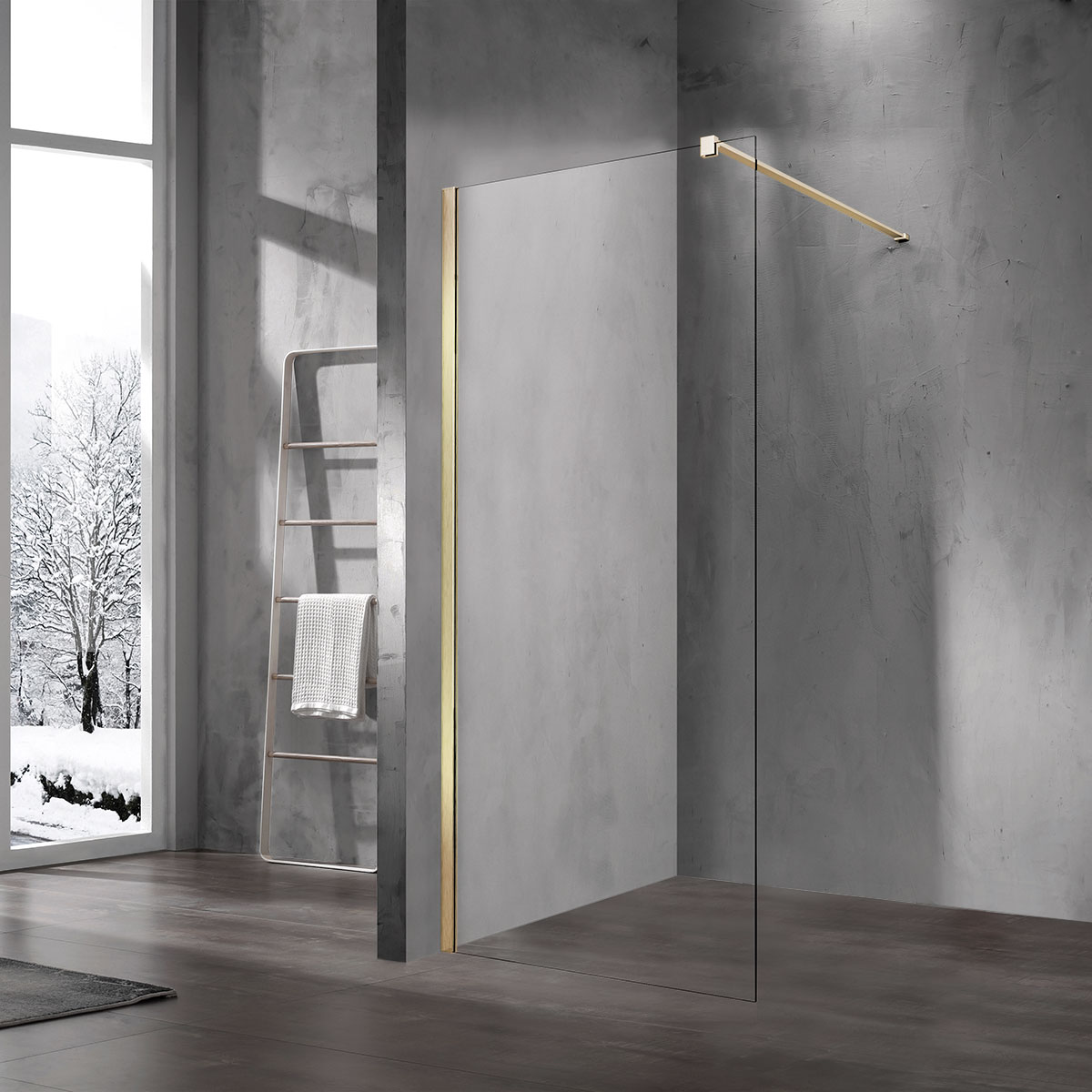 Душевая перегородка Vincea Walk-In 70х200 профиль золото стекло прозрачное  VSW-1H700CLG - 0