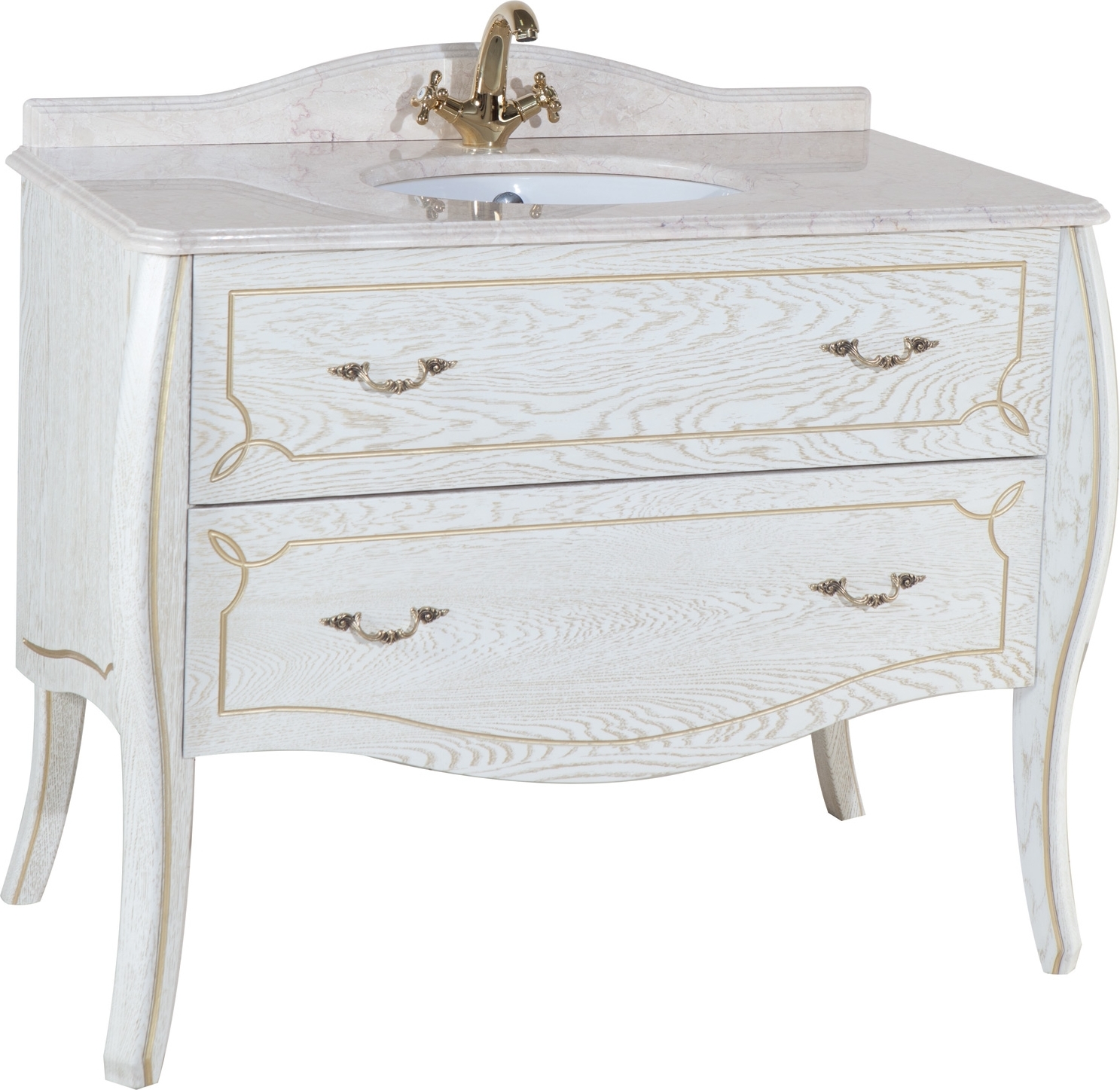 Мебель для ванной Bellezza Грация Люкс 100 белая патина золото - 1