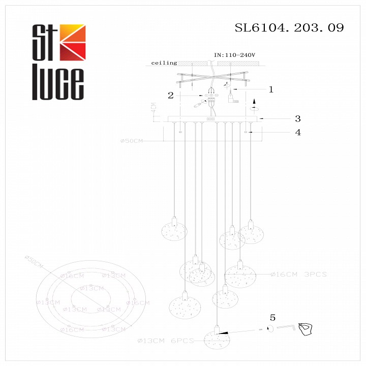 Подвесная люстра ST-Luce Montecelio SL6104.203.09 - 1