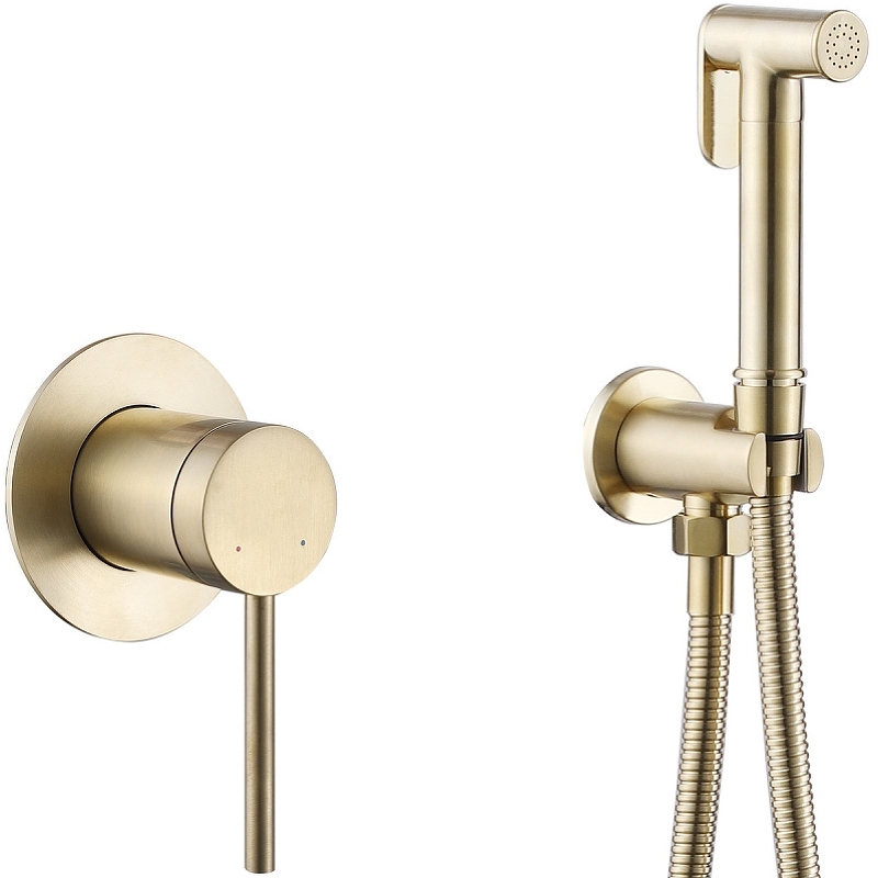 Гигиенический душ со смесителем Abber Emotion золото матовое AF8825G - 0