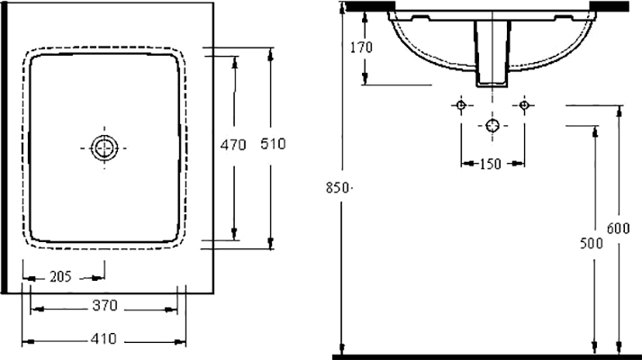Раковина beWash Balaton 51 см прямоугольная 93501001 - 1