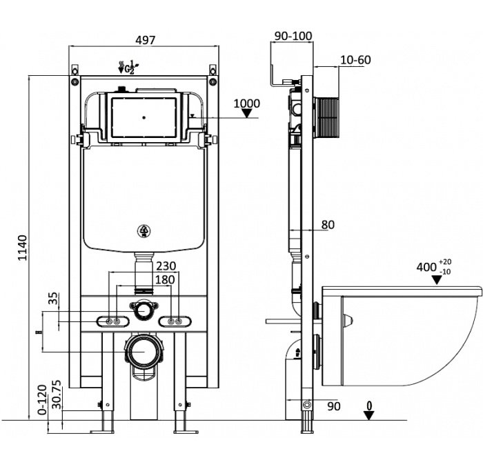 Комплект Weltwasser AMBERG 497 ST + TELBACH 004 GL-WT + AMBERG RD-CR  10000006764 - 4