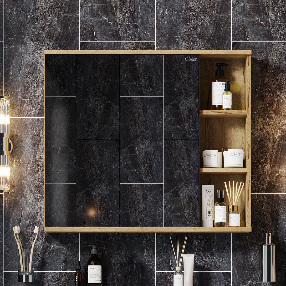 Зеркало-шкаф Onika Легран 80 дуб галифакс  208092 - 1