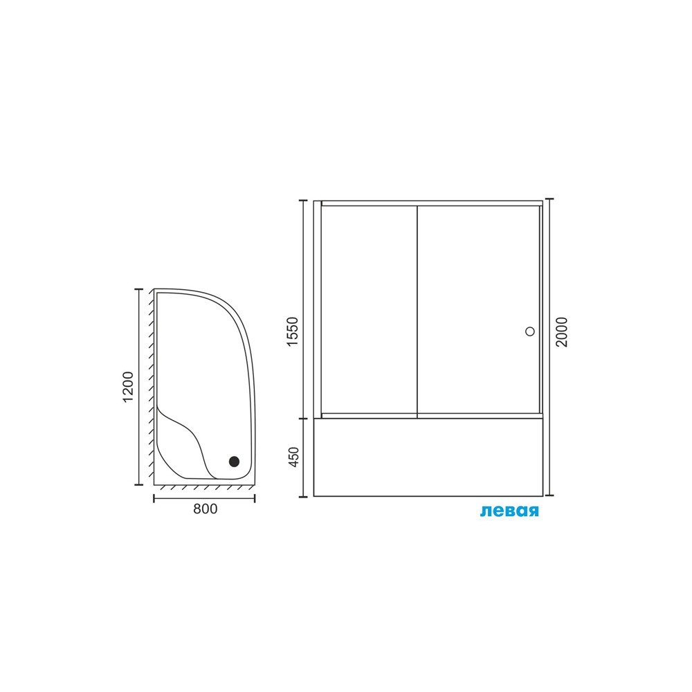 Душевой уголок Royal Bath 120x80 L профиль черный стекло матовое RB8120BK-C-BL-L - 3