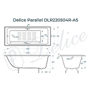Чугунная ванна Delice Parallel 150x70 DLR220503RB-AS с черными матовыми ручками с антискользящим покрытием DLR220504RB-AS - 6