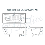 Чугунная ванна Delice Biove 170x75 DLR220509RB-AS с черными матовыми ручками с антискользящим покрытием - 8