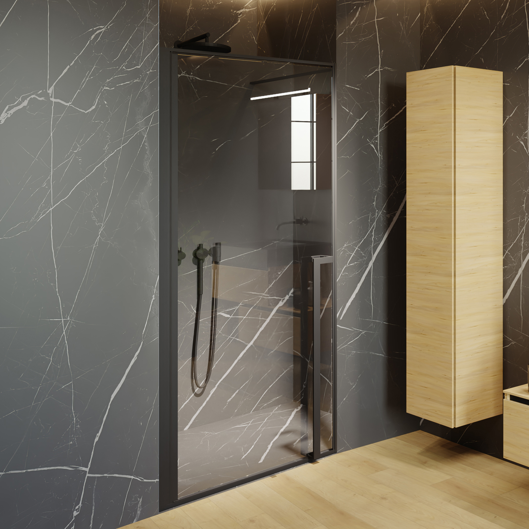 Душевая дверь в нишу Riho Lucid GD101 100 см, профиль черный G005003121 - 0