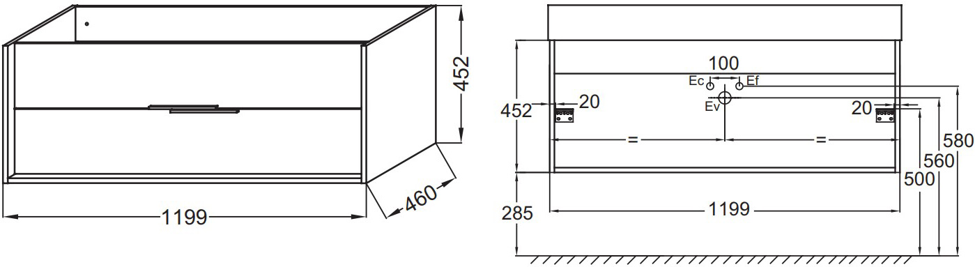 Тумба для комплекта Jacob Delafon Vivienne EB1509-N18-N18 ручки хром - 2
