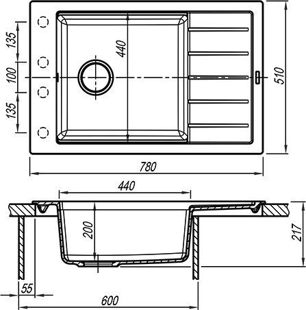 Мойка кухонная Florentina Липси 780Р бежевый 20.275.D0780.104 - 1