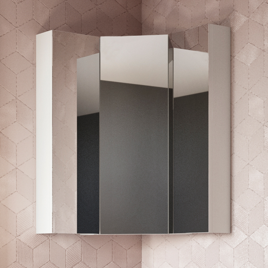 Угловой зеркальный шкаф STWORKI Лунд 60 белый, навесной, белый, российский Лунд.03.60/U/W - 0