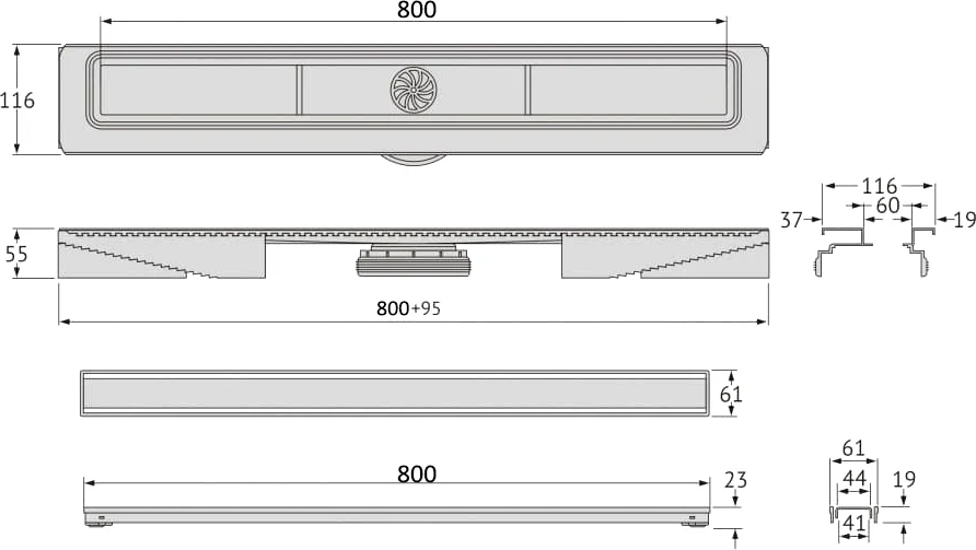 Душевой лоток Berges B1 Keramik 80 черный матовый 095019 - 1