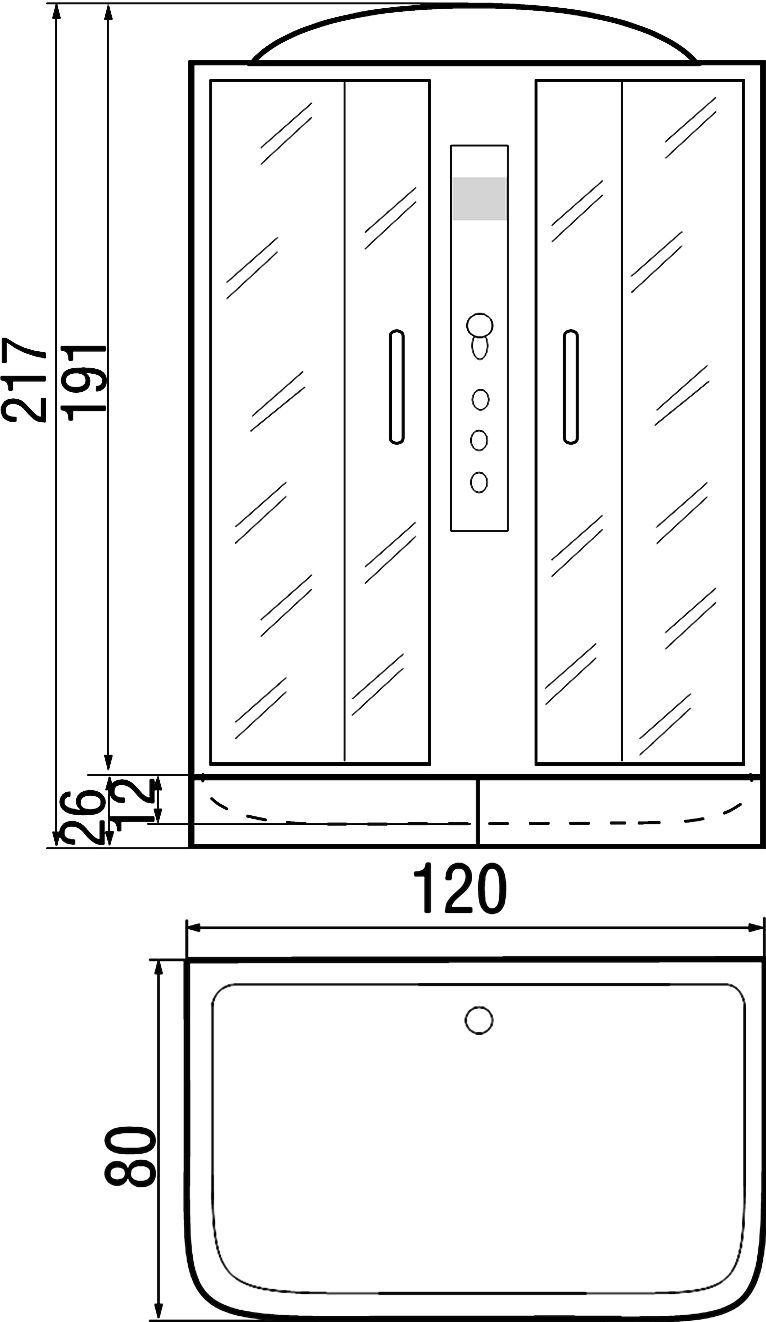 Душевая кабина с поддоном River Sena 120/80/24 МТ  10000001253 - 2