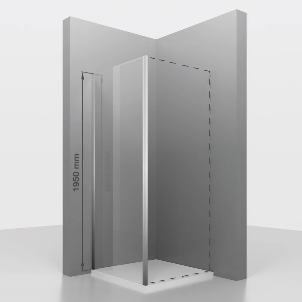 Боковая стенка RGW Z-050-2 100х195 профиль хром стекло прозрачное 352205200-11 - 1