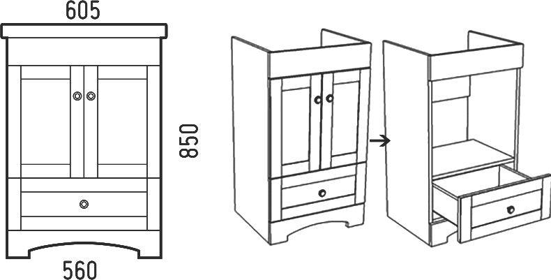 Тумба для комплекта Corozo Техас 60, напольная SD-00000361 - 3