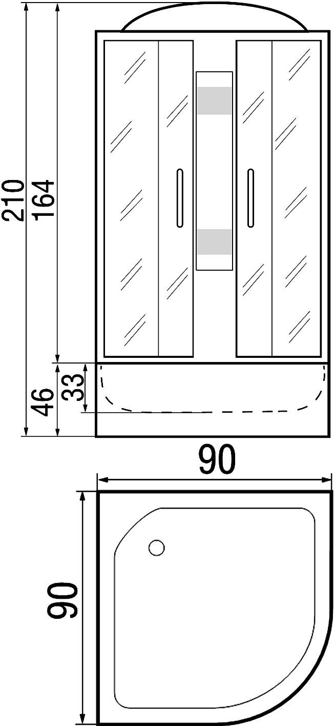 Душевая кабина с поддоном River Rein 90/44 MT  10000000199 - 2