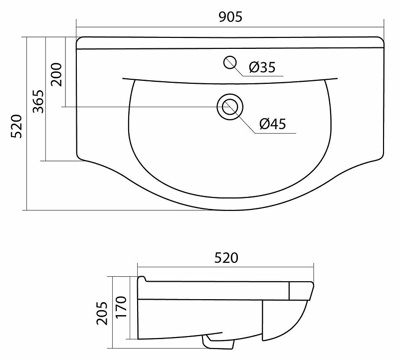 Раковина мебельная Style Line Эльбрус 90 белый ЛС-00000152 - 2