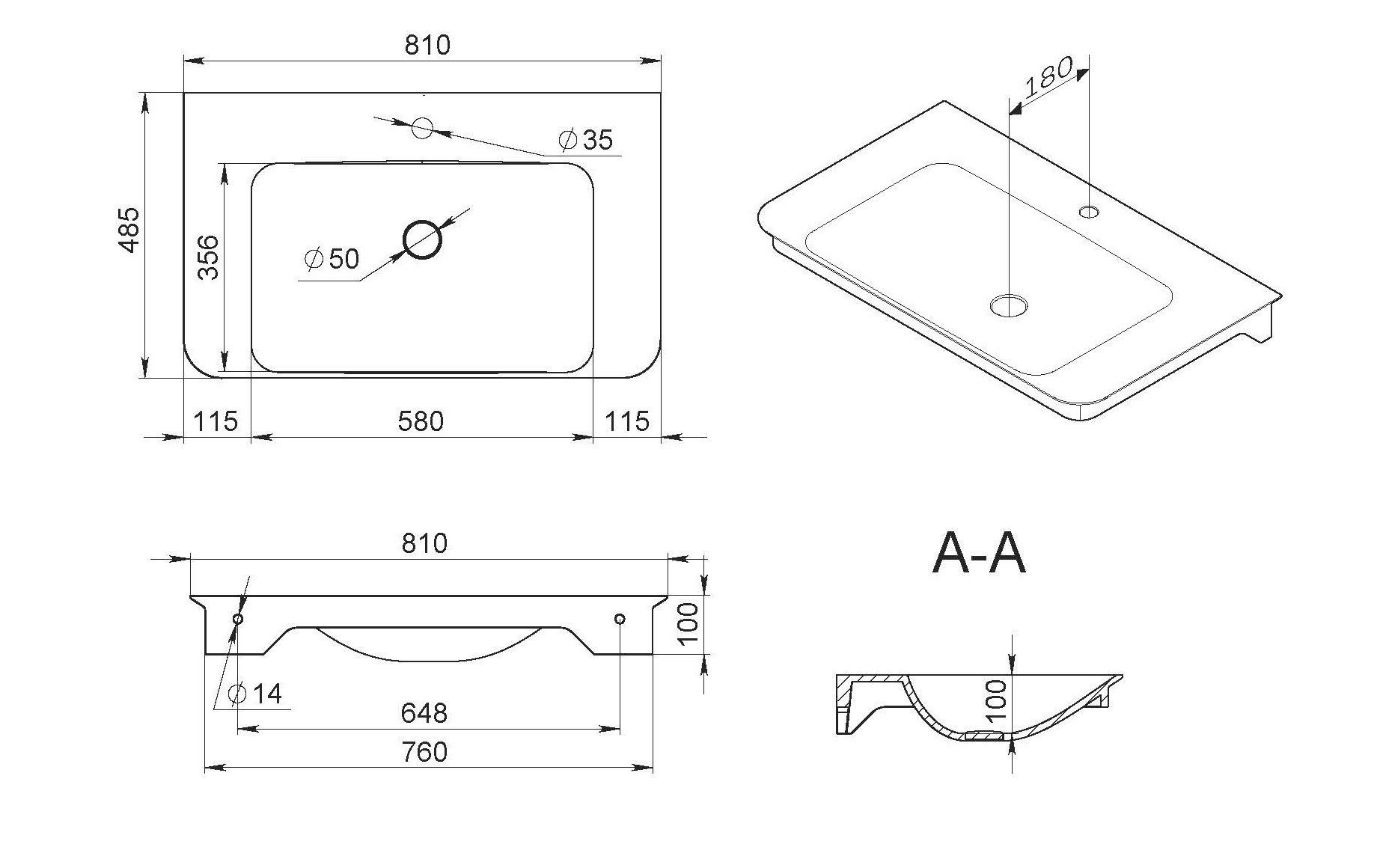 Мебельная раковина Am.pm Sensation 81 см  M30WPC0801WG - 2