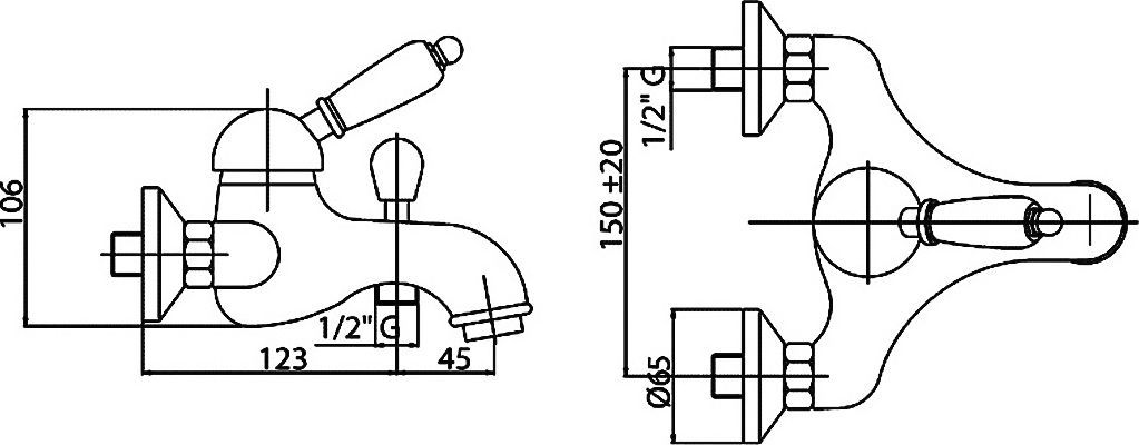 Смеситель Cezares Elite ELITE-VM-03/24-Bi для ванны с душем - 1