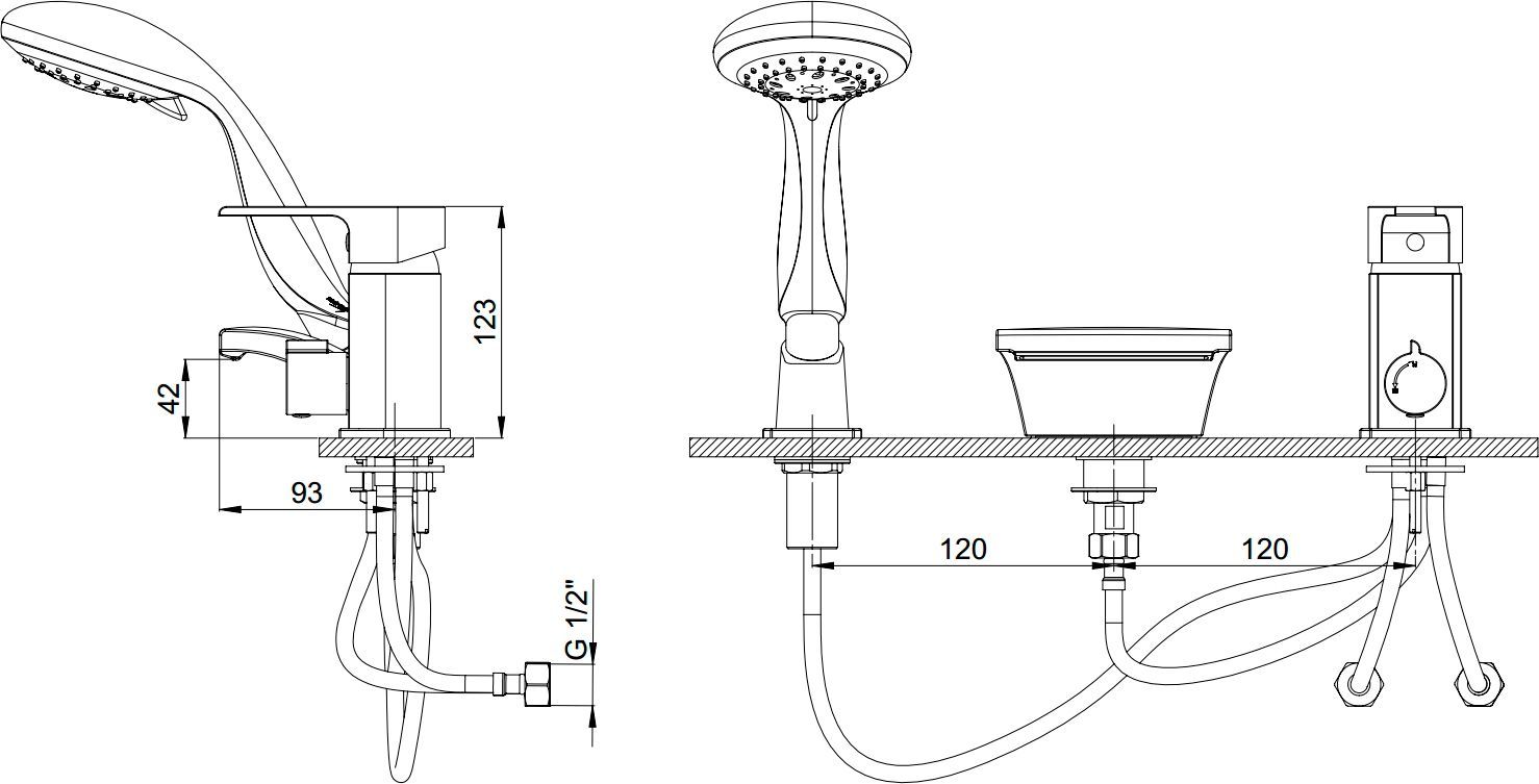 Смеситель на борт ванны GPD Atros хром   MAK67 - 4