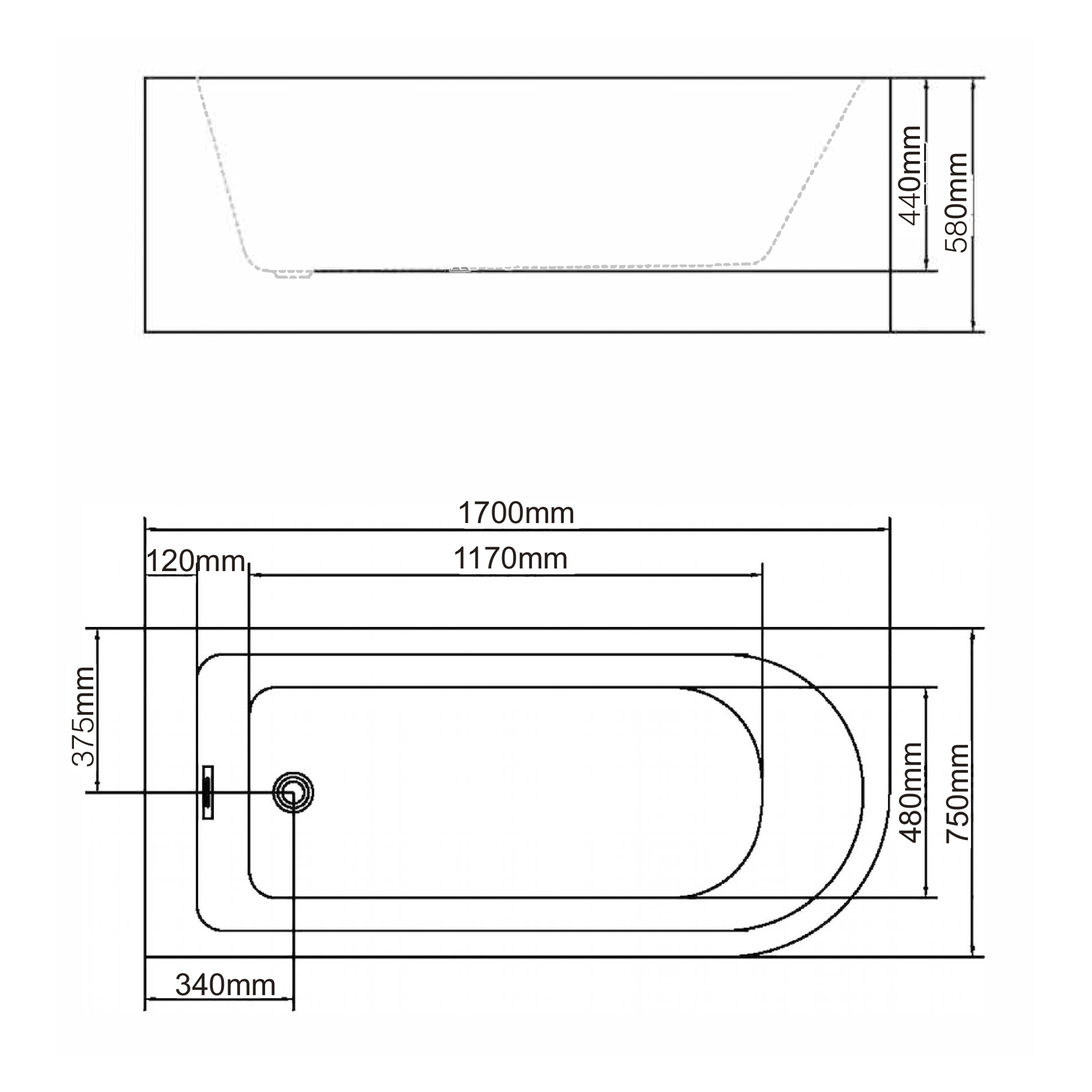 Акриловая ванна Swedbe Vita 170х75 белый  8842 - 5