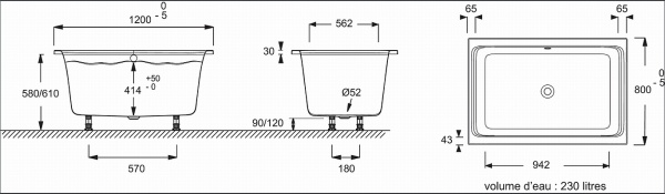 Акриловая ванна Jacob Delafon Capsule 120х80 E6D122-00 - 3