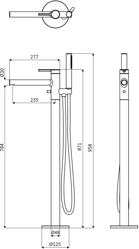 Смеситель напольный для ванны с душем Excellent Pi белый матовый AREX.1255WH - 1