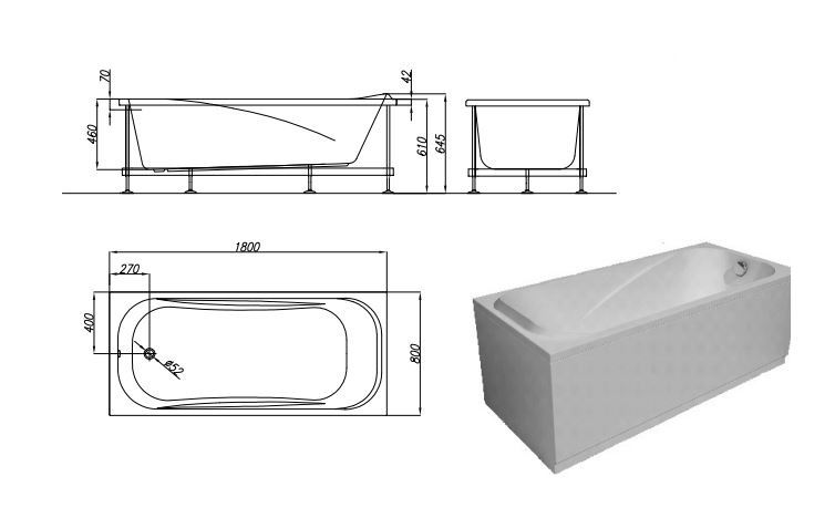 Ванна акриловая Kolpa San String 180x80 белый 519180 - 3