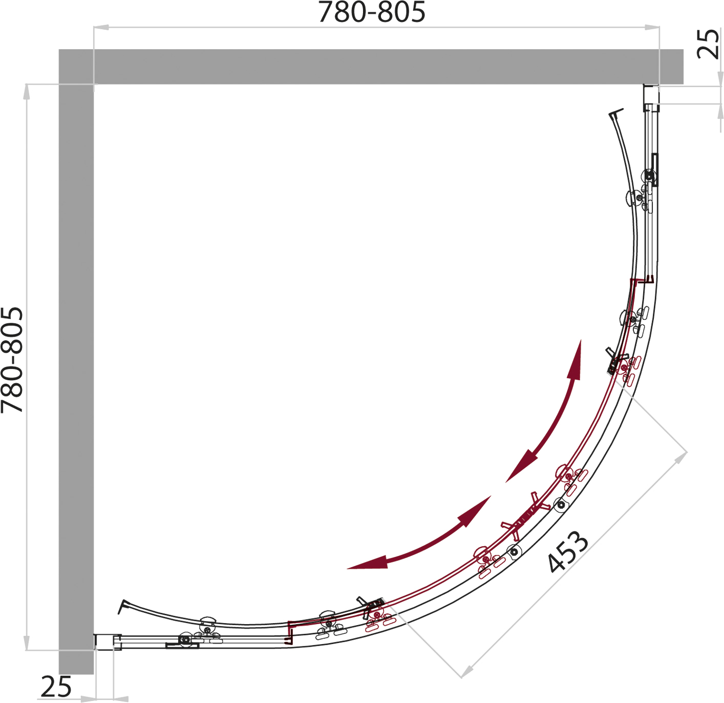 Душевой уголок BelBagno Sela R 2 80 Ch Cr SELA-R-2-80-Ch-Cr - 4