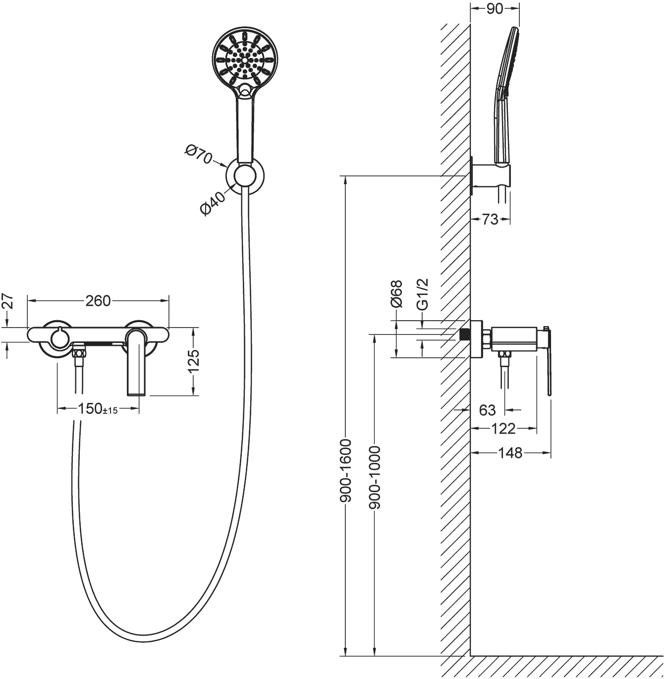 Смеситель Timo Anni 2714/03Y для ванны с душем - 4
