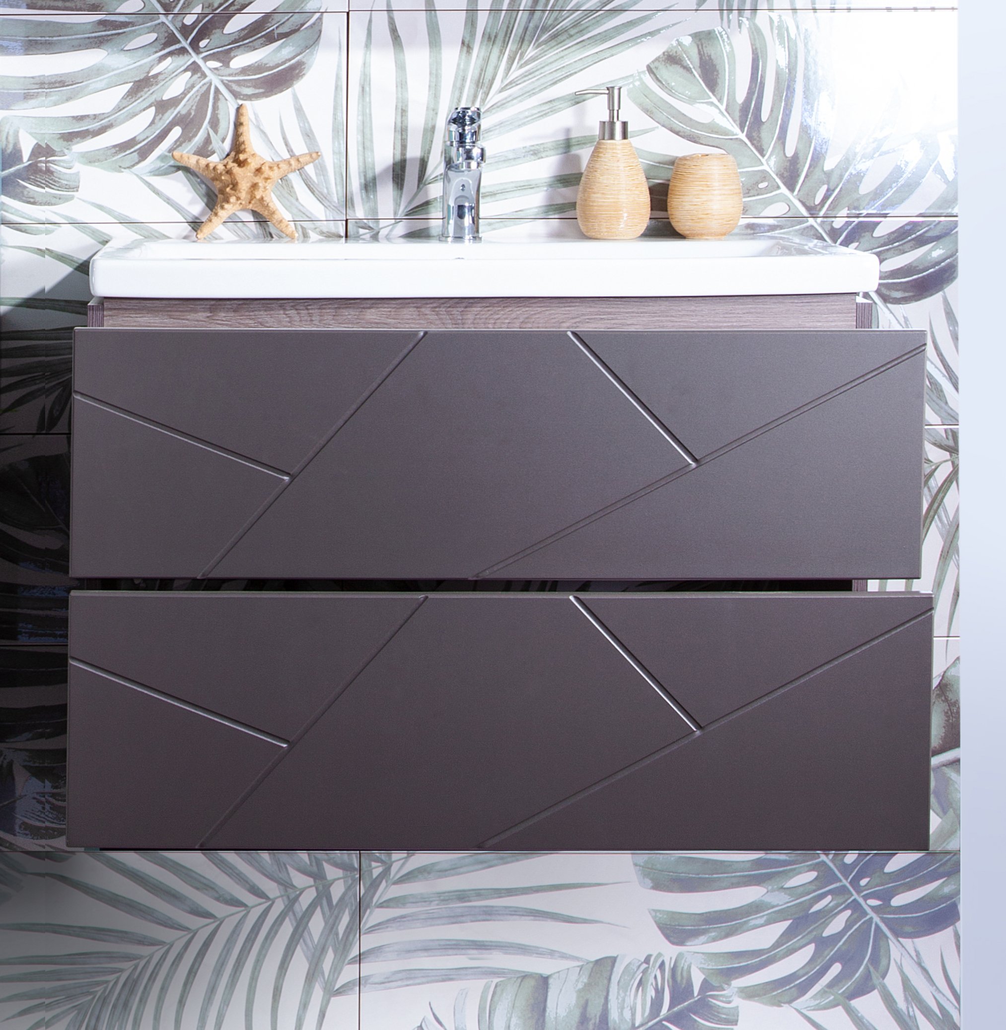 Тумба для комплекта Бриклаер Кристалл 80 софт графит 4627125414534 - 2