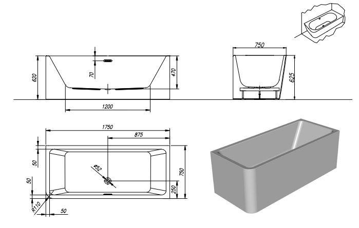 Ванна акриловая Kolpa San Elektra SP 175X75 белый 513490 - 2